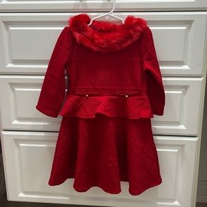 3/4 sleeves, Fur trim dress